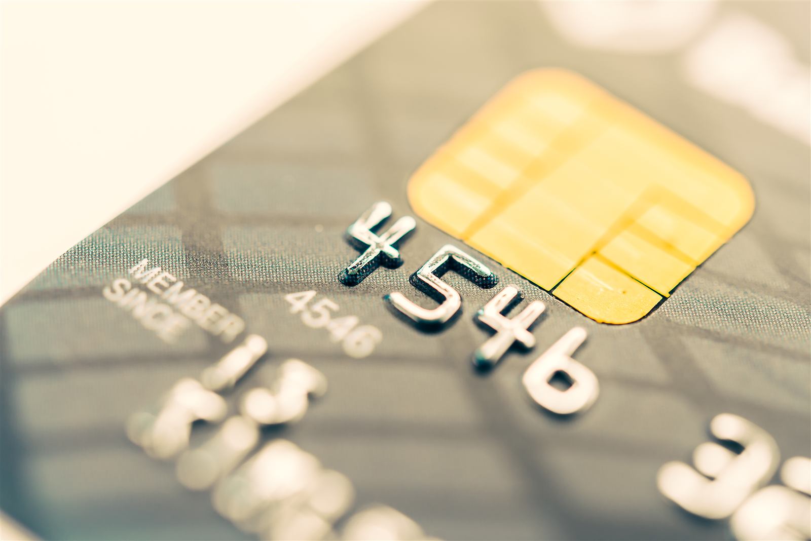 Close-up of a secure chip payment card